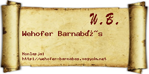 Wehofer Barnabás névjegykártya